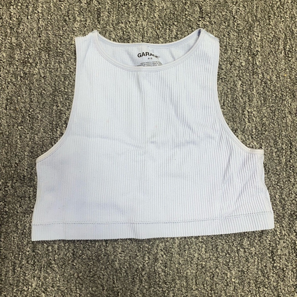 Garage Women's Light Blue Ribbed Crop Top